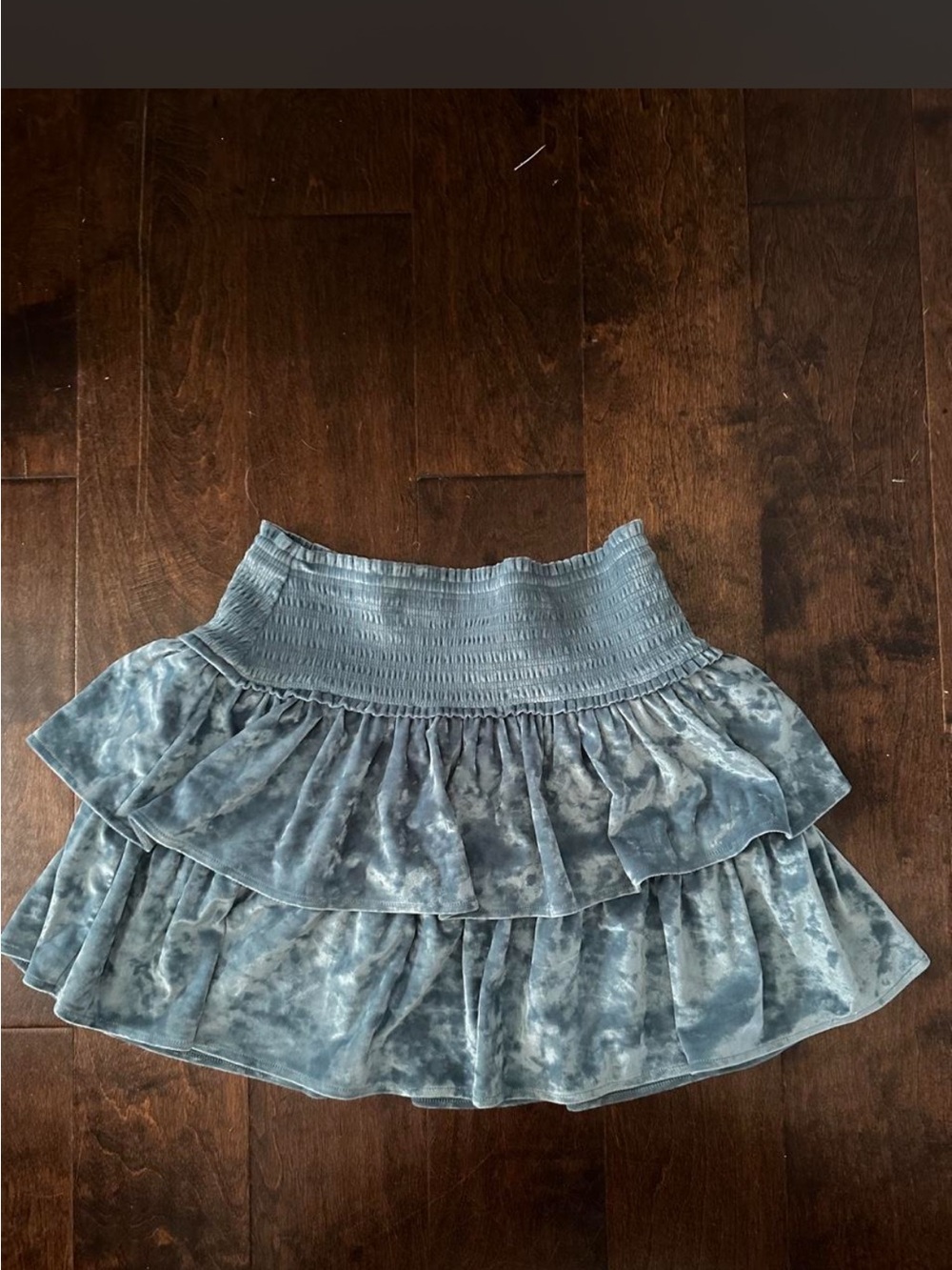 aerie Blue Velvet Tiered Mini Skirt